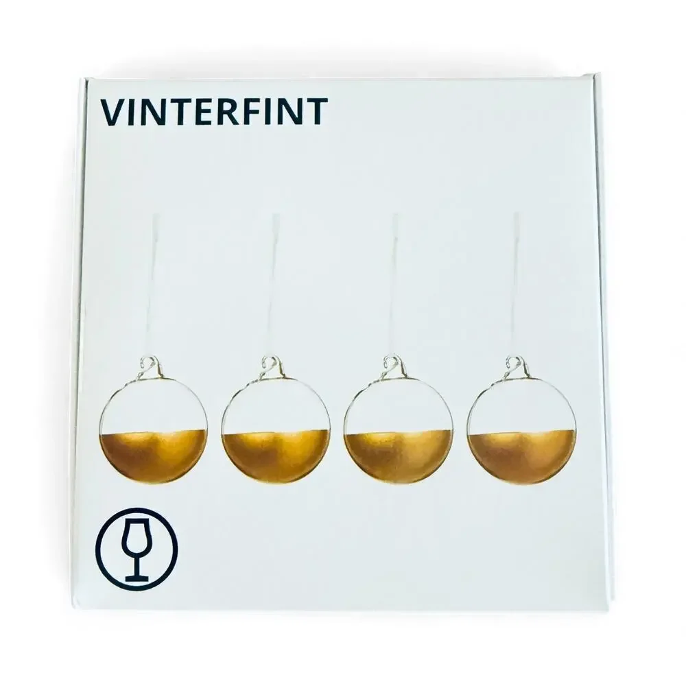 IKEA VINTERFINT Tree Ornament Bauble Clear Glass Gold 2 ¼